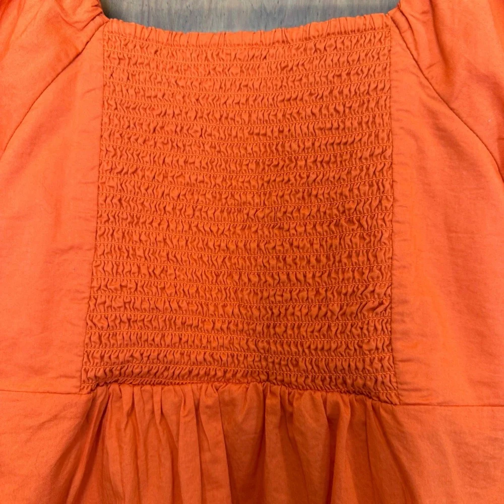 NWT Old Navy Puff Sleeve Smocked Top S Romantic Boho Cottagecore Babydoll Bright